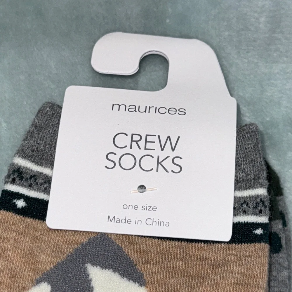 Maurices Gray and Red Patterned Crew Socks